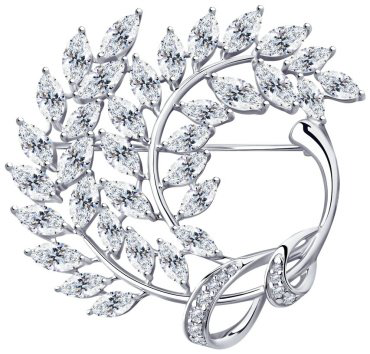 Брошь Diamant 94-140-00486-1 вес 11.5 г серебро, фианит купить,50787