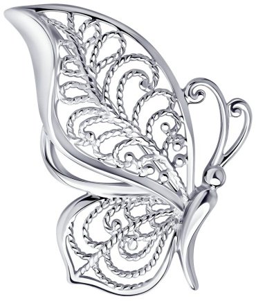 Брошь Diamant 94-140-00727-1 вес 2.27 г серебро, без вставок купить,14364
