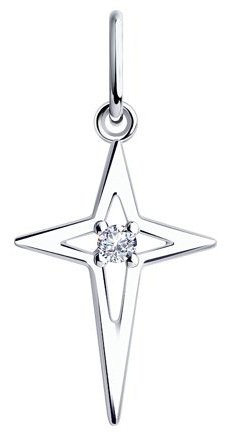 Подвеска SOKOLOV 94032648 вес 0.57 г серебро, фианит купить,NaN