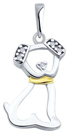 Подвеска Diamant 94-130-02269-1 вес 1 г серебро, фианит купить,6373
