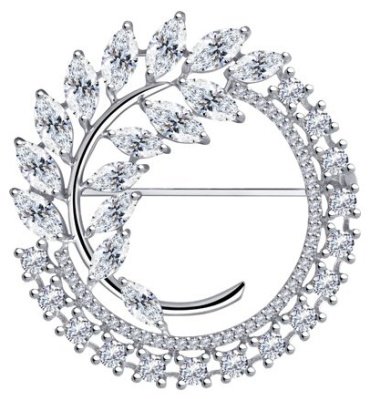 Брошь Diamant 94-140-00487-1 вес 8.34 г серебро, фианит купить,53352