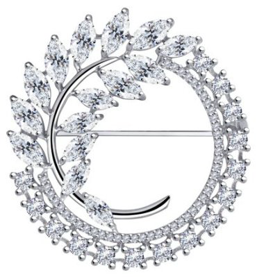 Брошь Diamant 94-140-00487-1 вес 8.34 г серебро, фианит купить,53352