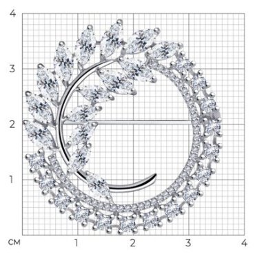 Брошь Diamant 94-140-00487-1 вес 8.34 г серебро, фианит купить,53352