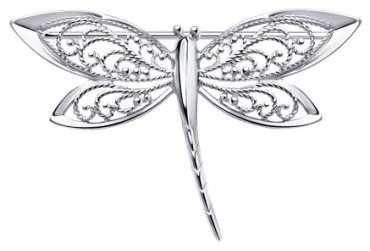 Брошь Diamant 94-140-00699-1 вес 3.6 г серебро, без вставок купить,22572