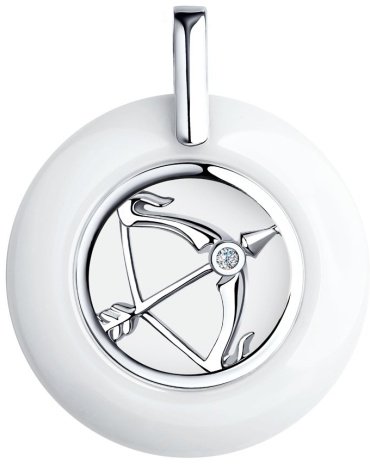 Подвеска Diamant 94-130-00578-1 вес 6 г серебро, керамика, фианит купить,8210