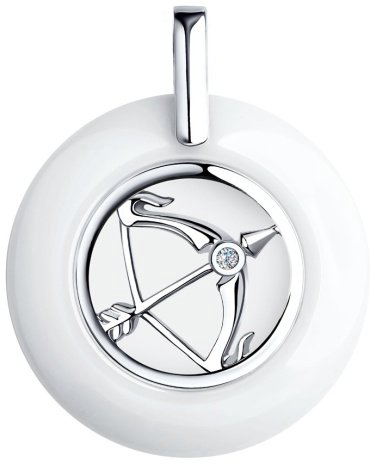 Подвеска Diamant 94-130-00578-1 вес 6 г серебро, керамика, фианит купить,8210