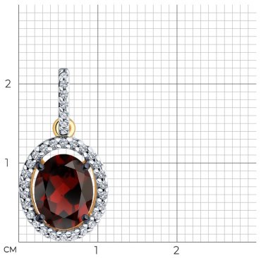Подвеска Diamant 93-330-01999-3 вес 1.38 г серебро, гранат купить,NaN