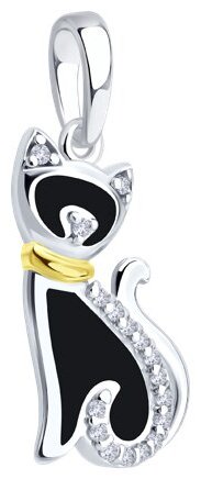 Подвеска Diamant 94-130-02260-1_s вес 1.27 г серебро, фианит, эмаль купить,NaN