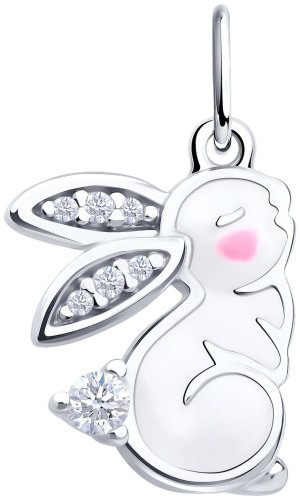Подвеска Diamant 94-130-02223-1_1,22 вес 1.22 г серебро, фианит, эмаль купить,NaN