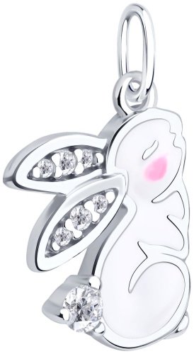 Подвеска Diamant 94-130-02223-1_1,22 вес 1.22 г серебро, фианит, эмаль купить,NaN