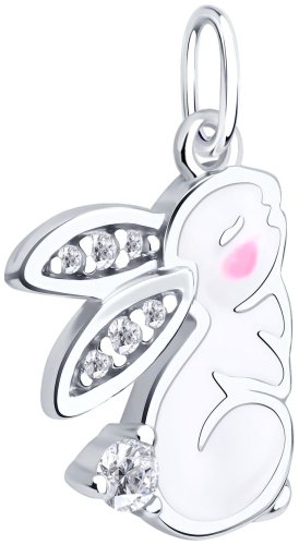 Подвеска Diamant 94-130-02223-1_1,22 вес 1.22 г серебро, фианит, эмаль купить,NaN