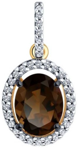 Подвеска Diamant 93-330-01999-4 вес 1.31 г серебро, раухтопаз, фианит купить,NaN