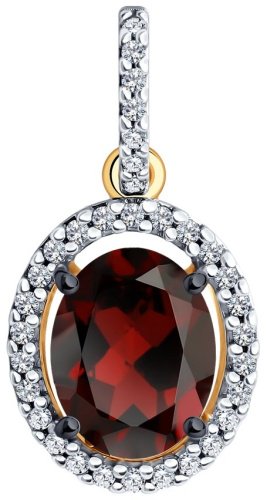 Подвеска Diamant 93-330-01999-3 вес 1.44 г серебро, гранат купить,NaN