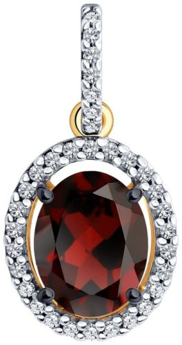 Подвеска Diamant 93-330-01999-3 вес 1.47 г серебро, гранат, фианит купить,NaN