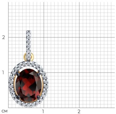 Подвеска Diamant 93-330-01999-3 вес 1.47 г серебро, гранат, фианит купить,NaN