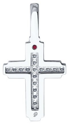 Крестик Diamant 52-230-02524-1 вес 1.73 г золото, бриллиант, рубин купить,428304