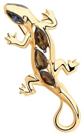 Брошь SOKOLOV 92040073 вес 2.25 г серебро, золото, фианит, раухтопаз купить,15701