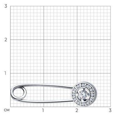 Брошь Diamant 94-140-02634-1 вес 0.9 г серебро, фианит - ForteMarket Брошь Diamant 94-140-02634-1 вес 0.9 г серебро, фианит купить,0
