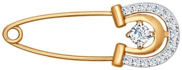 Булавка SOKOLOV 040203 вес 0.99 г золото, фианит купить,NaN