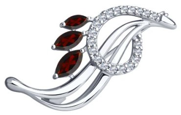 Брошь Diamant 94-340-01048-2 вес 2.59 г серебро, гранат, фианит купить,20007