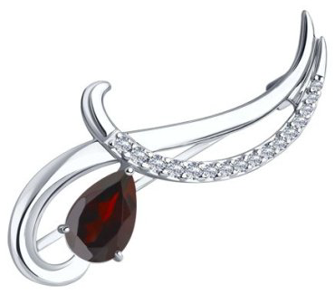 Брошь Diamant 94-340-01053-2 вес 3.04 г серебро, гранат купить,22570