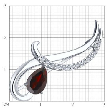 Брошь Diamant 94-340-01053-2 вес 3.04 г серебро, гранат купить,22570
