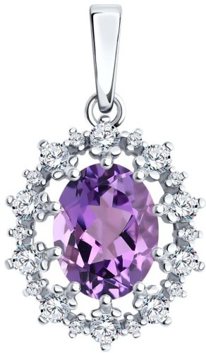 Подвеска Diamant 94-330-02042-3 вес 1.88 г серебро, фианит купить,NaN