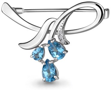 Брошь AQUAMARINE 7730605А вес 2.43 г серебро, топаз купить,37259
