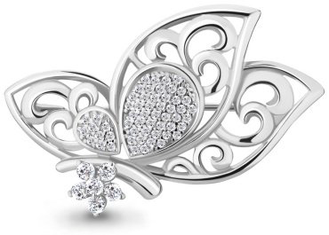 Брошь AQUAMARINE 72679А вес 4.24 г серебро, фианит купить,40861