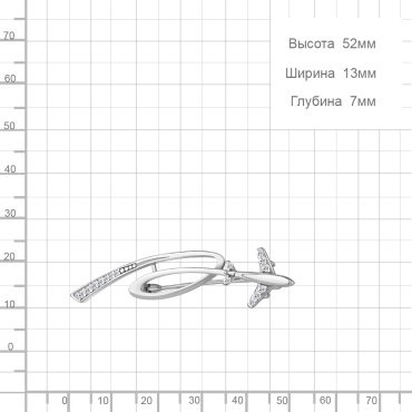 Брошь AQUAMARINE 77403А вес 2.86 г серебро, фианит купить,27563