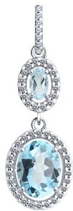 Подвеска Diamant 94-330-02046-1 вес 1.85 г серебро, топаз, фианит