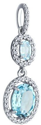Подвеска Diamant 94-330-02046-1 вес 1.85 г серебро, топаз, фианит купить,18864