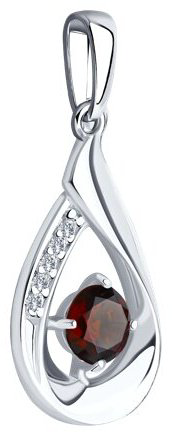 Подвеска Diamant 94-330-00695-2_s вес 1.29 г серебро, фианит, гранат купить,NaN