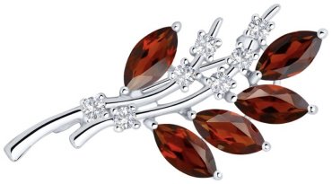 Брошь SOKOLOV 92040010 вес 3.29 г серебро, фианит, гранат купить,32217