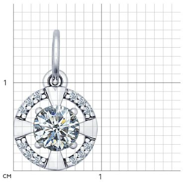 Подвеска SOKOLOV 94031344 вес 1 г серебро, фианит купить,6508