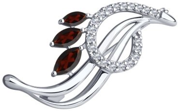 Брошь Diamant 94-340-01048-2 вес 2.63 г серебро, фианит, гранат купить,21831