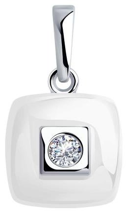 Подвеска Diamant 94-130-01278-2 вес 0 г серебро, фианит, керамика