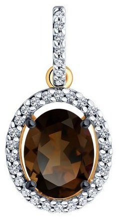 Подвеска Diamant 93-330-01999-4 вес 1.27 серебро, фианит, раухтопаз