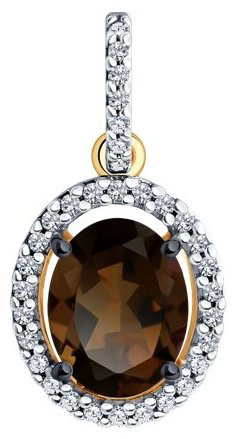 Подвеска Diamant 93-330-01999-4 вес 1.27 серебро, фианит, раухтопаз купить,NaN