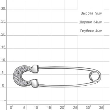 Брошь AQUAMARINE 77468А вес 0.9 г серебро, фианит купить,7028