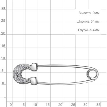 Брошь AQUAMARINE 77468А вес 0.9 г серебро, фианит купить,7028