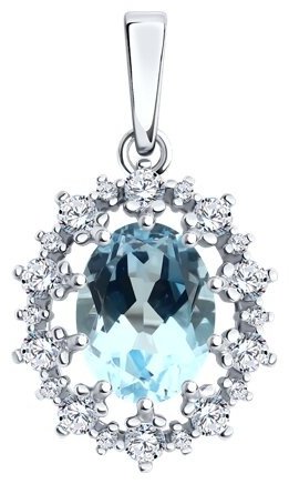 Подвеска Diamant 94-330-02042-1 вес 2.04 г серебро, топаз, фианит купить,15666
