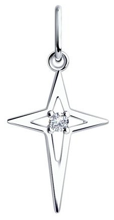 Подвеска SOKOLOV 94032648 вес 0.55 г серебро, фианит купить,NaN