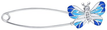 Брошь Diamant 94-140-01311-1 вес 2.85 г серебро, фианит, эмаль купить,17155