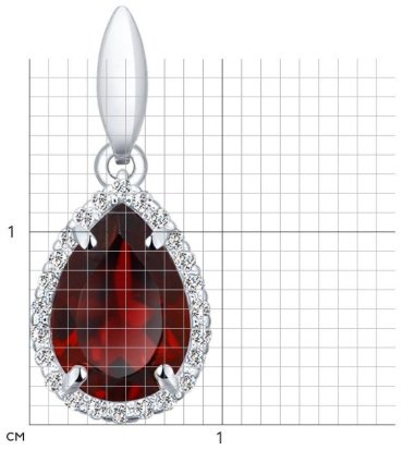 Подвеска SOKOLOV 92030323 вес 1.2 г серебро, гранат, фианит купить,NaN