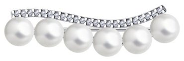 Брошь Diamant 94-140-01159-1 вес 2.53 г серебро, фианит, жемчуг купить,NaN