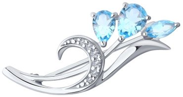 Брошь Diamant 94-340-00640-1 вес 2.27 г серебро, фианит, топаз