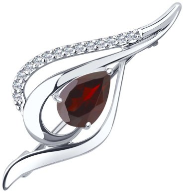 Брошь Diamant 94-340-01045-2 вес 2.4 г серебро, фианит, гранат купить,NaN