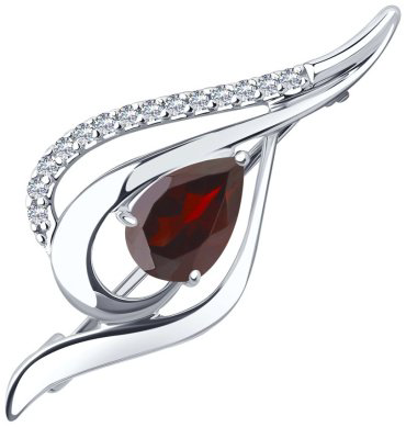 Брошь Diamant 94-340-01045-2 вес 2.4 г серебро, фианит, гранат купить,NaN