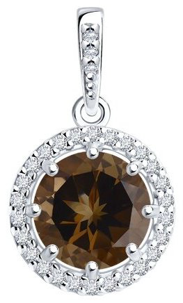 Подвеска Diamant 94-330-02052-4 вес 1.41 серебро, фианит, раухтопаз купить,12267